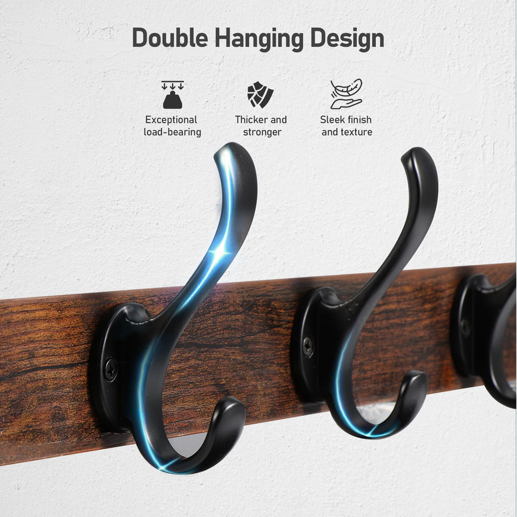 29" Rustic Coat Rack Wall Mount with Shelf, Entryway Wall Hooks with Shelf, Coat Hangers, Rustic Black