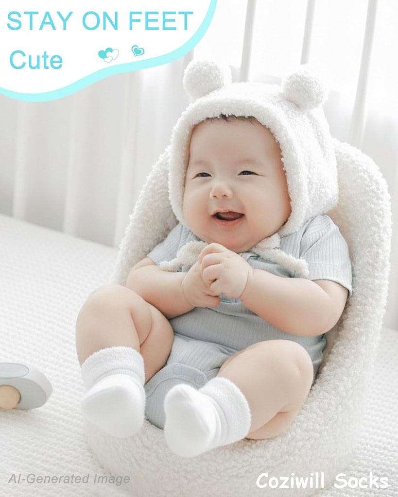 Baby Socks Newborn Terry Cotton Ankle Crew Socks 0-3 Months Girls Preemie Turn Cuff Infant Sock 10 Pairs