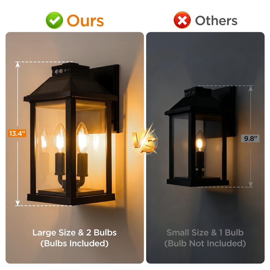 Solar Lights Outdoor Waterproof, 3 Modes Porch Lights, Motion Sensor Outside Light, Outdoor Wall Lights Lantern