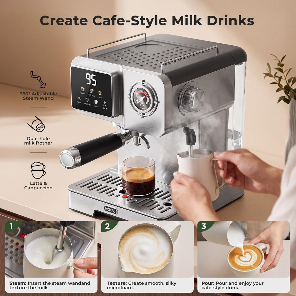 Espresso Machine with 58mm Portafilter, Brushed Stainless Steel