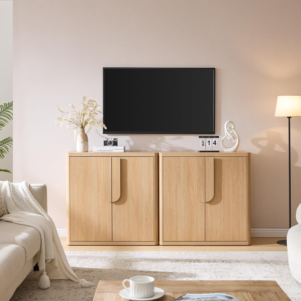 62.28'' Sideboard Buffet Cabinet with Storage, Modern Accent Cabinets Adjustable Shelves, 4 Doors Coffee Bar Buffet