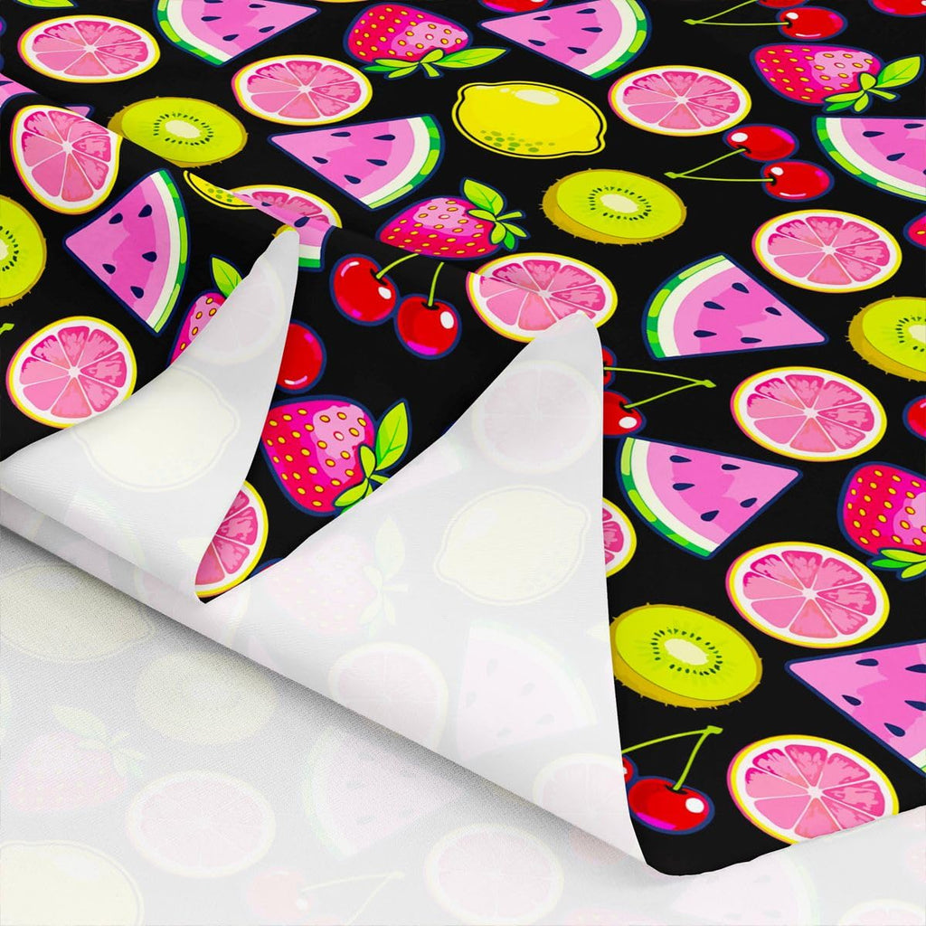Cute Fruit Fabric By The Yard, Cartoon Strawberry Cherry Upholstery Fabric, Colorful Food Lemon Watermelon Grapefruit