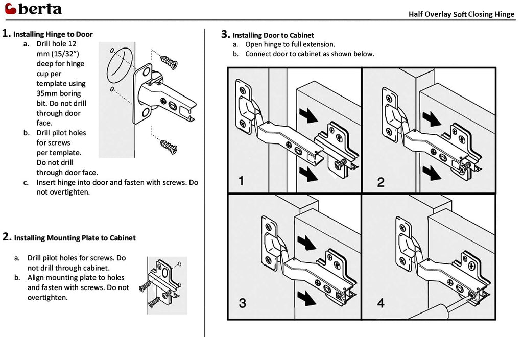 (20 Pieces) Half Overlay Soft Close Frameless Hinges, 110 Degree 6-Ways 3-Cam Adjustment Concealed Kitchen Cabinet
