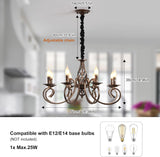 Rustic Chandeliers,8 Lights Candle French Country Chandelier,Vintage Iron Pendant Light Fixture Hanging Light for Farmhouse,Kitchen Island,Dining Room,Bedroom A109-B07ZFRDMFN