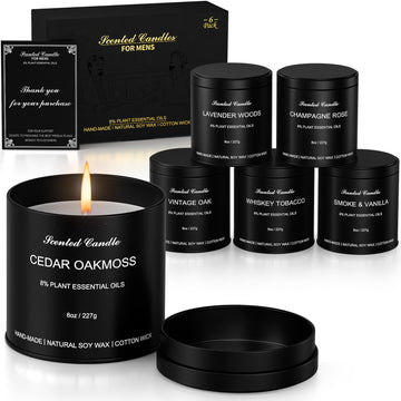 Scented Candles Set | Men Candle Set, Scented Candles, Gifts for Men Aromatherapy Gift Set - 6 Pack Manly Gift for