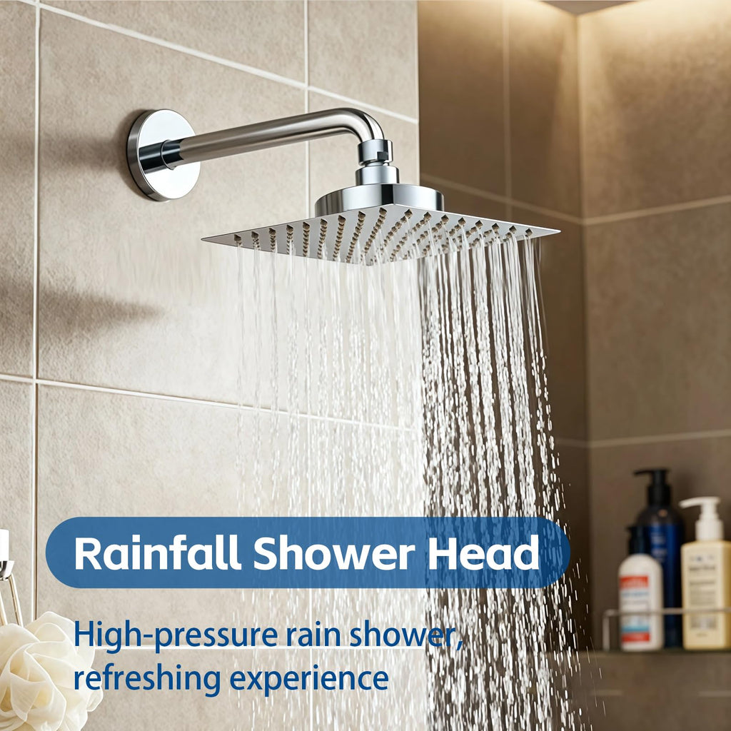 Rain Shower Head with Filter for Hard Water Square 12 Inch Chrome Polish