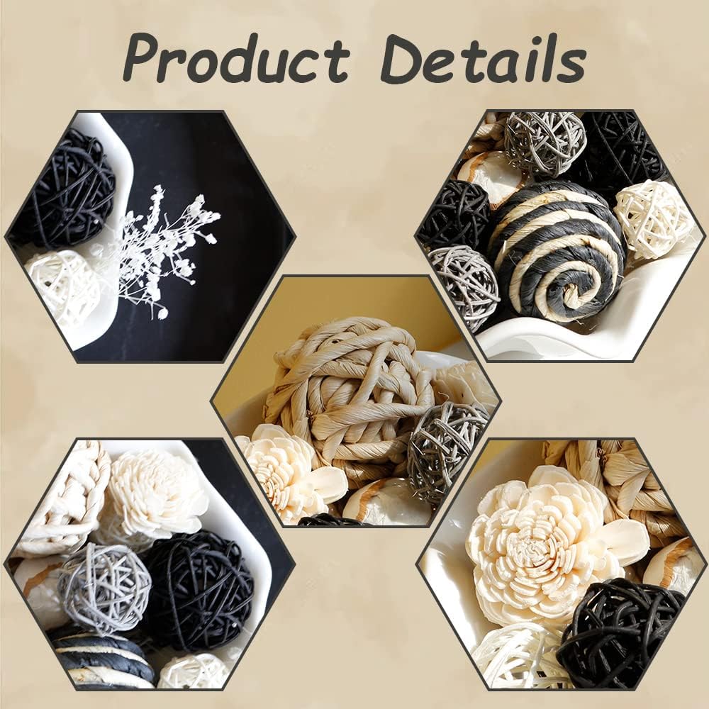Large Decorative Balls for Bowls, Black White