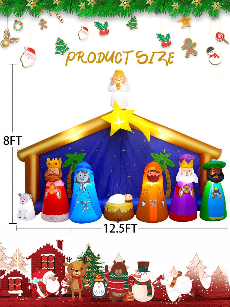 12.5FT Nativity Scene Inflatable Outdoor, Christmas Inflatables