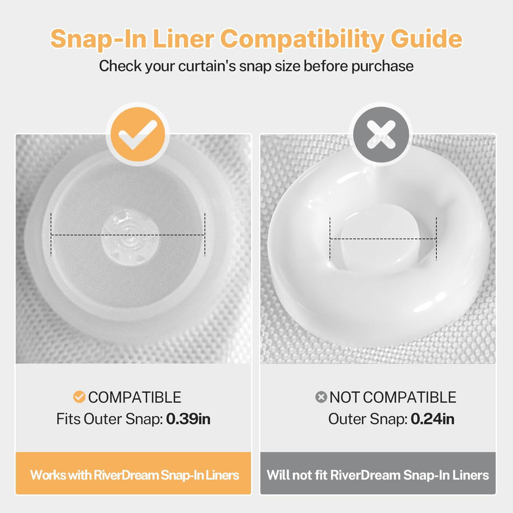 2 Pack Snap in Shower Curtain Liner Replacement, White, 70x54