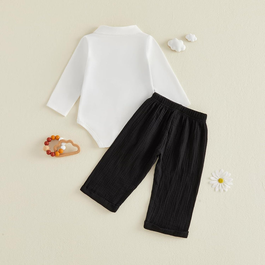 Infant Baby Boy Outfit Gentleman Suit Bowtie Dress Romper Pants Set