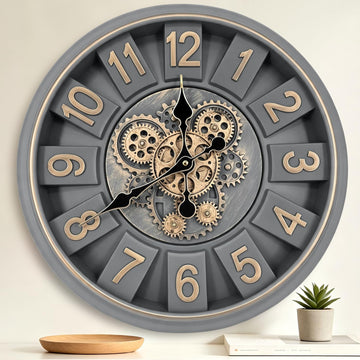 18 Inch Industrial Steampunk Moving Gear Wall Clock Battery Operated