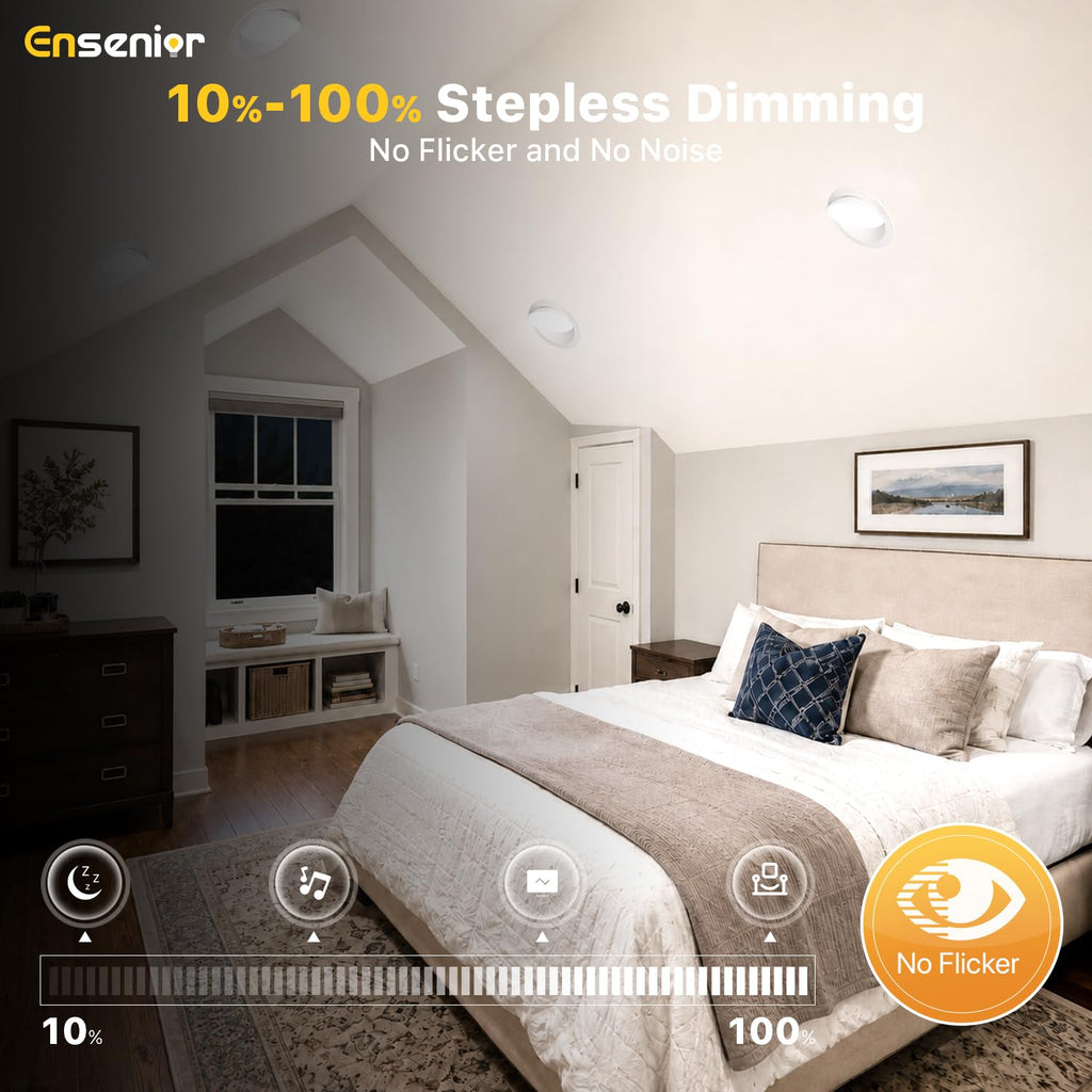 6 Inch Gimbal LED Recessed Light, 5CCT, 12W, 1200LM, 4 Pack