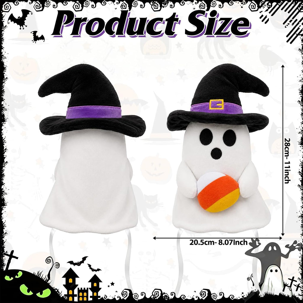 11'' Halloween Ghost Tree Topper with Witch Hat and Candy Corns