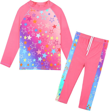 Girls Two Piece Swimsuit Long Sleeve Rash Guard