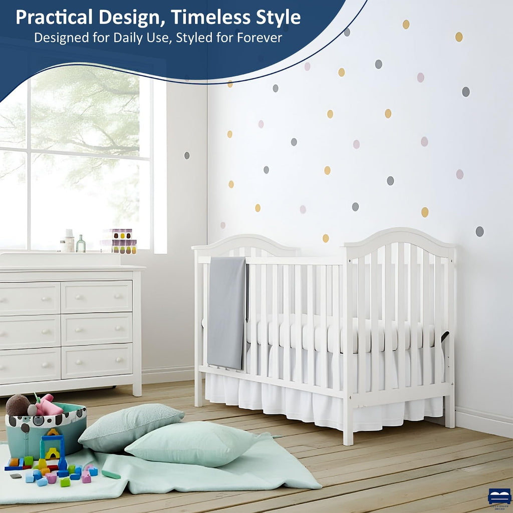 Crib Bed Skirt, Toddler Bedding Dust Ruffle, Brushed Microfiber Crib Skirt with 14" Drop, Fits Standard Crib and
