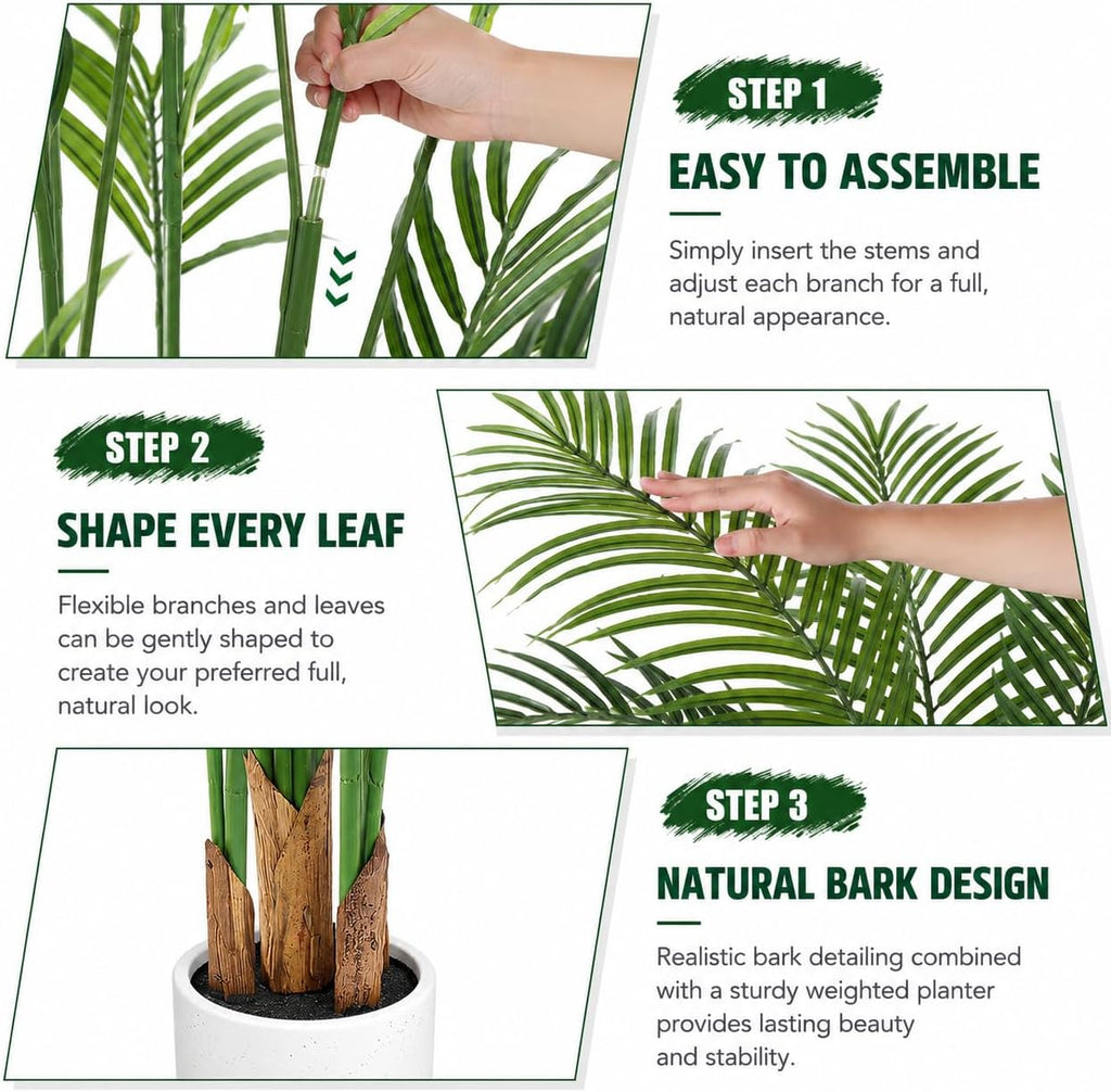 5ft Artificial Palm Tree - Realistic Fake Palm Tree Decor - Large Tropical Faux Palm Tree, Low Maintenance Artificial