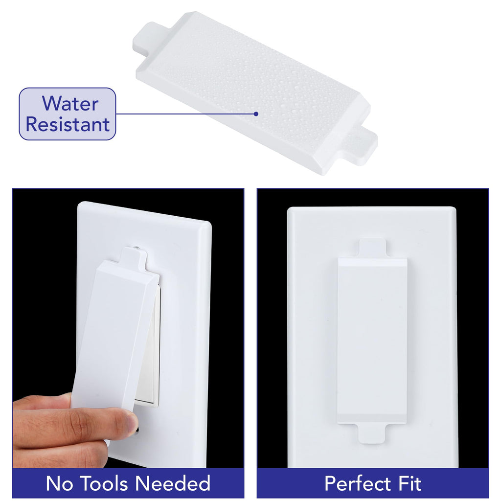 Bates- Magnetic Light Switch Guard, 6 Pack, White, Light Switch Cover Child Proof
