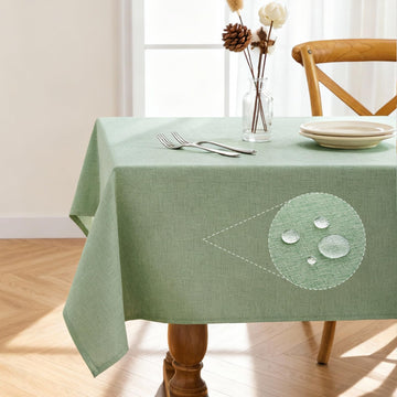 Rectangle Linen Tablecloth Waterproof & Stain Resistant, Wrinkle-Free Table Cloth Adds Elegance and Protection, Ideal