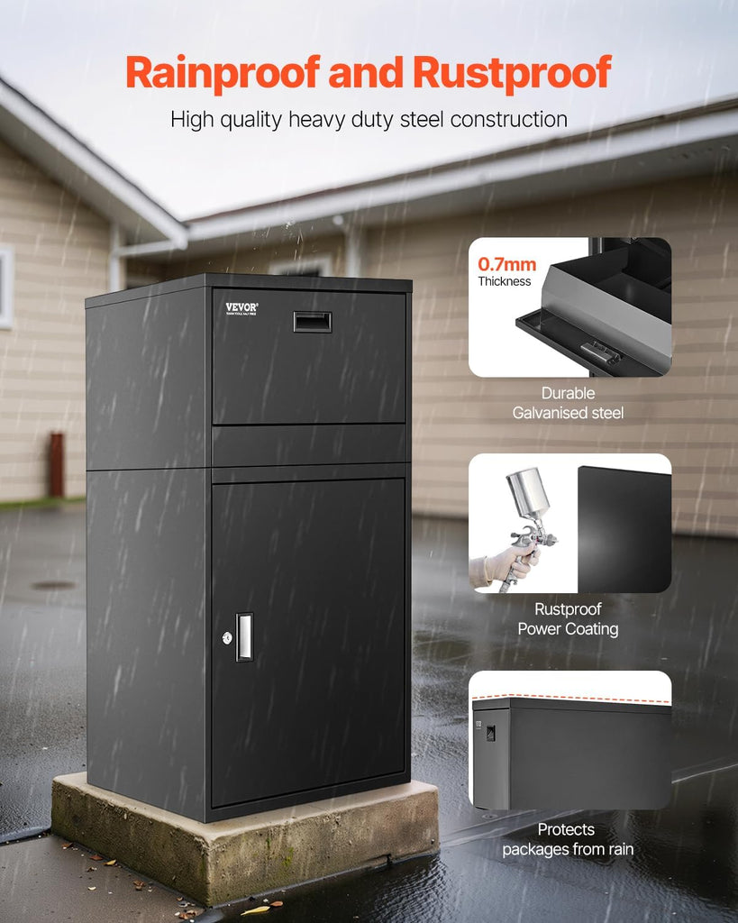Package Delivery Boxes 38.6 in Mailbox for Parcel with Lock, Galvanized Steel Package Drop Box with Anti-Theft Design