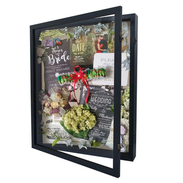 16x20 Wood Shadow Box Frame Glass Door Display Case with Linen Back and 6 Stick Pins, 1.5 inches Interior Depth, Ideal
