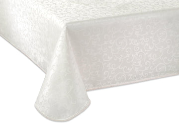 Opal Innocence 60” x 84” White Rectangle Tablecloth - Machine Washable, Wrinkle-Resistant, Table Cov