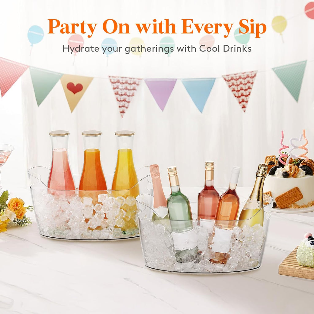 6.5L Plastic Ice Bucket for Parties with Handle & Scoop