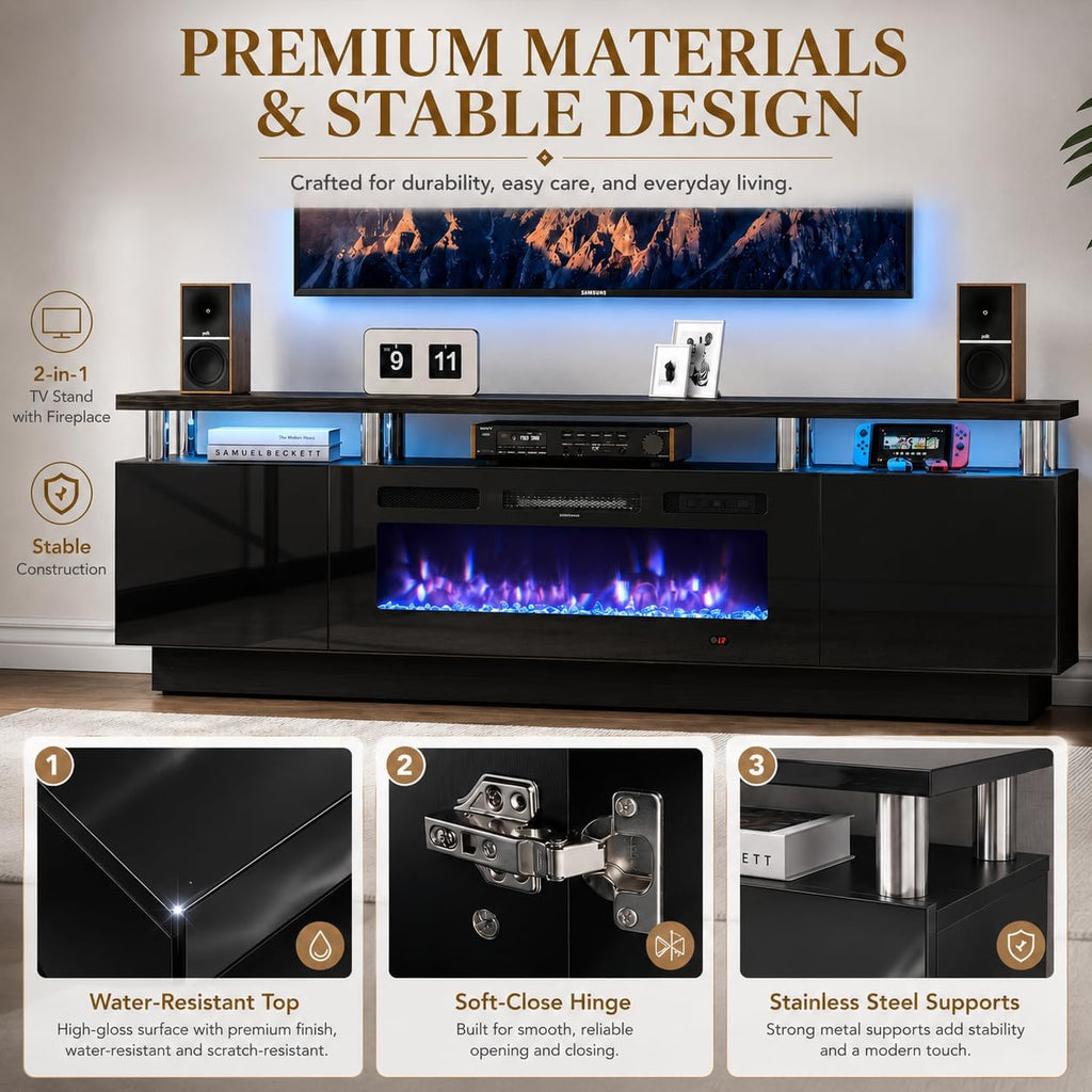 70" TV Stand for Living Room, Modern Entertainment Center & Media Console, Fits TVs up to 80", Storage Cabinet with