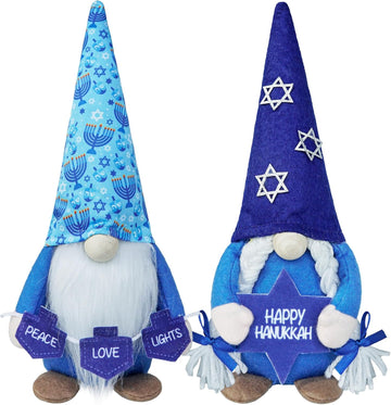 2Pa Hanukkah Gnomes, Jewish Holiday Decorations Tabletop - Set of 2