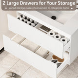 30" Floating Bathroom Vanity with Ceramic Sink - Wall Mounted Vanity Cabinet