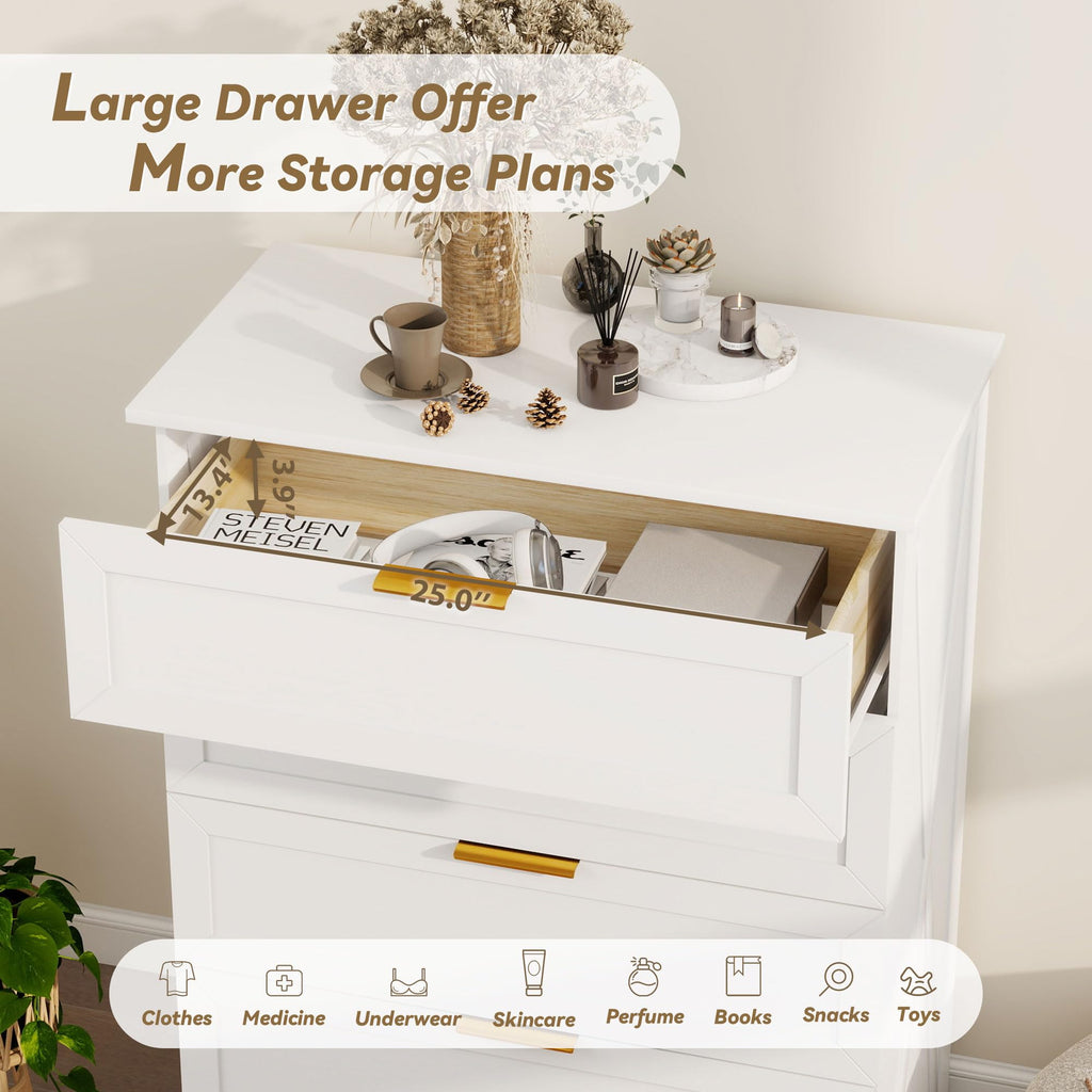 White 4 Drawer, Modern Chest of Drawers
