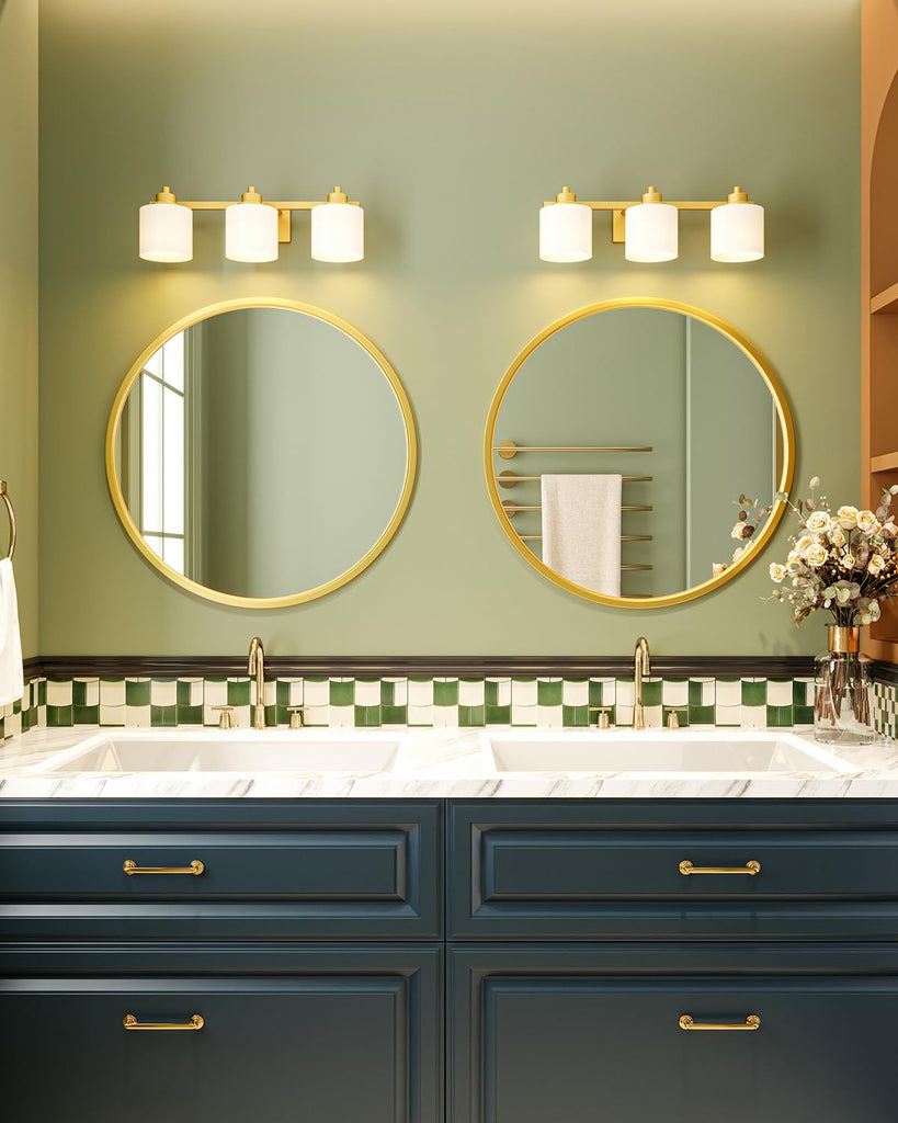 Round Gold Mirror, 28 inch Golden Circle Bathroom Mirror for Wall, Entryway Living Room with Metal Frame Decor