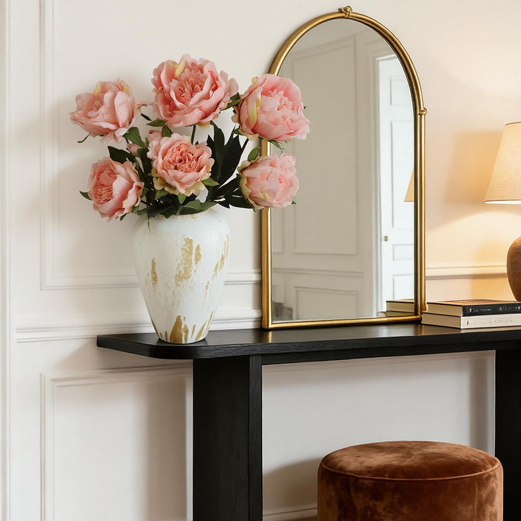 Real Touch Peonies Artificial Flowers, 25.2" Real Touch Latex Coated Flowers, 3 Peony Stems with 6 Large Blooms