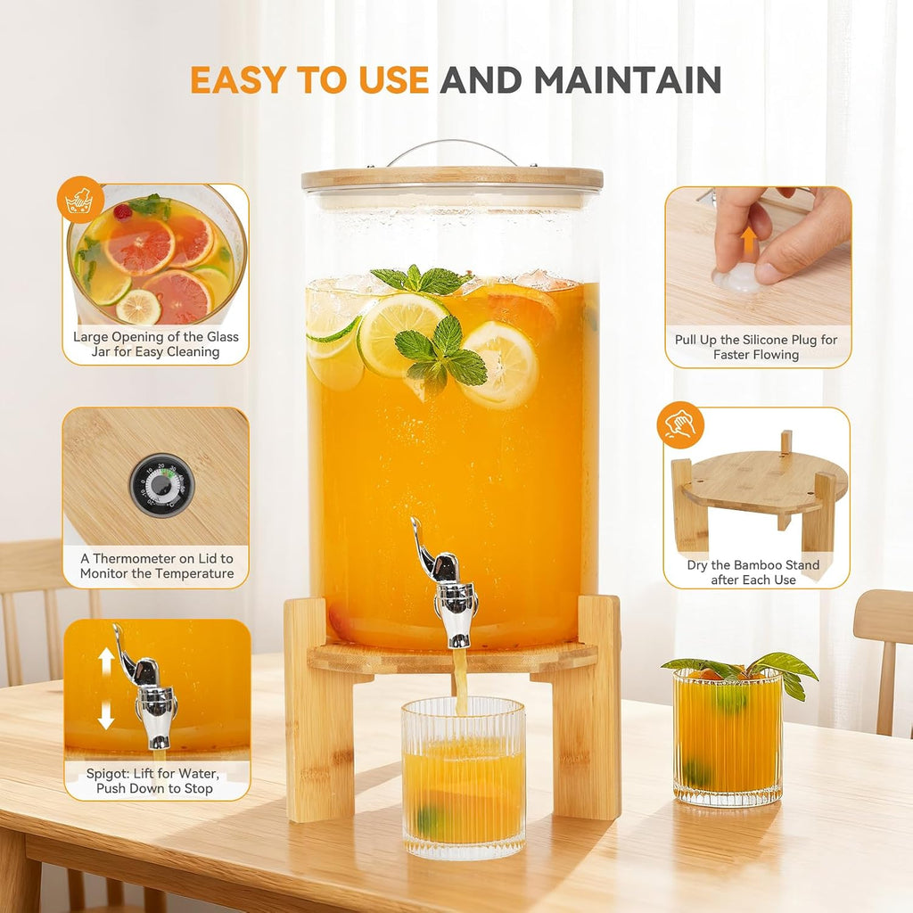Double 2.1 Gallon Drink Dispensers for Parties with Stand - Set of 2