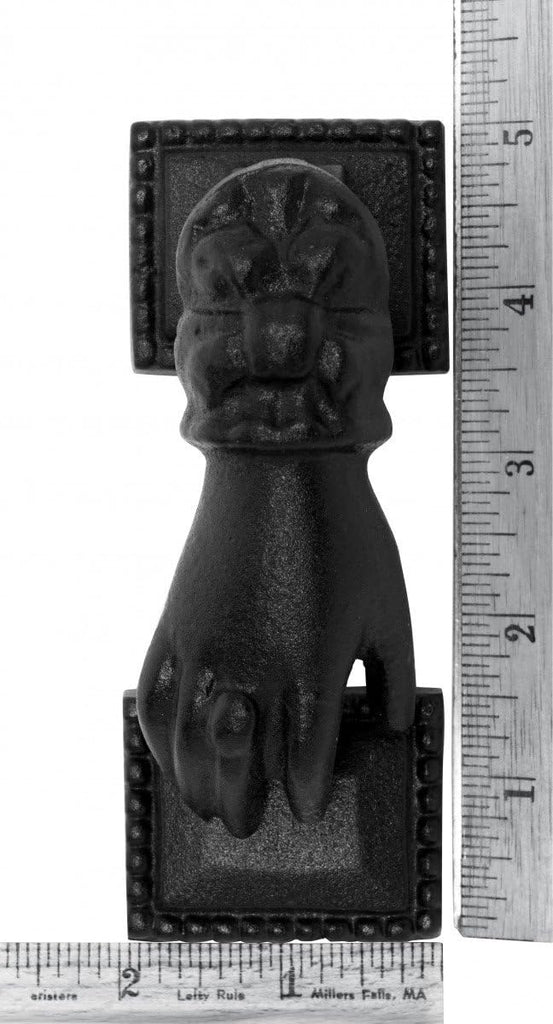 Black Cast Iron Door Knocker Hand Fist Rustproof and Weatherproof Finish 4in High X 1-15/16in Wide