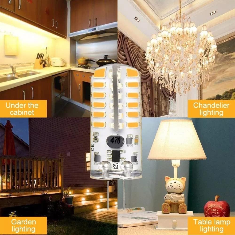 6pcs G4 LED Bulbs JC Type Bi-Pin Light 3W 12V Warm White 3000K T3 Halogen Bulb Replacement G4 Bulb for Outdoor