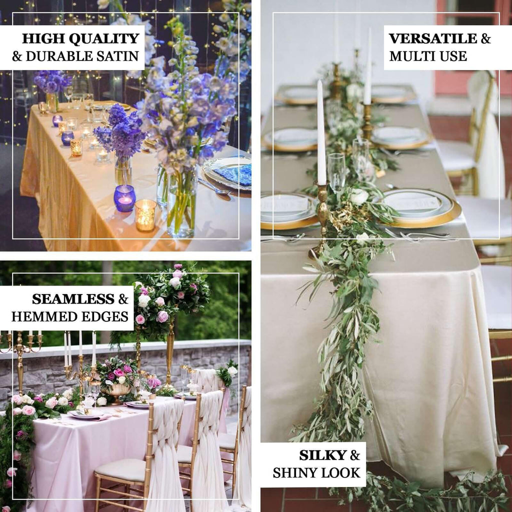 Rectangle Satin Tablecloth, 90"x132" Smooth Oblong Washable Table Cloth, Decorative Silky Fabric Table Cover for
