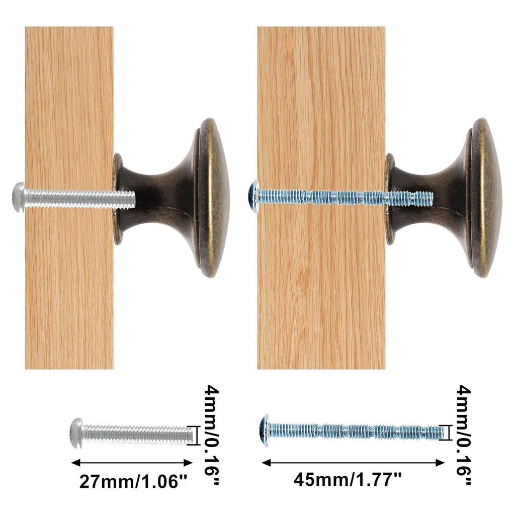 32 Pack Antique Brass Cabinet Knobs, Round Dresser Knobs Kitchen Drawer Knob, Single Hole Cupboard Door Knob Dresser