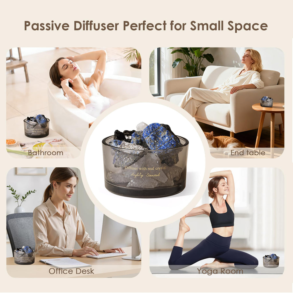 Crystal Stone Aroma Diffuser with Essential Oils Bathroom Office, Home Decor & Fragrance 2 in 1, Chic Aromatherapy