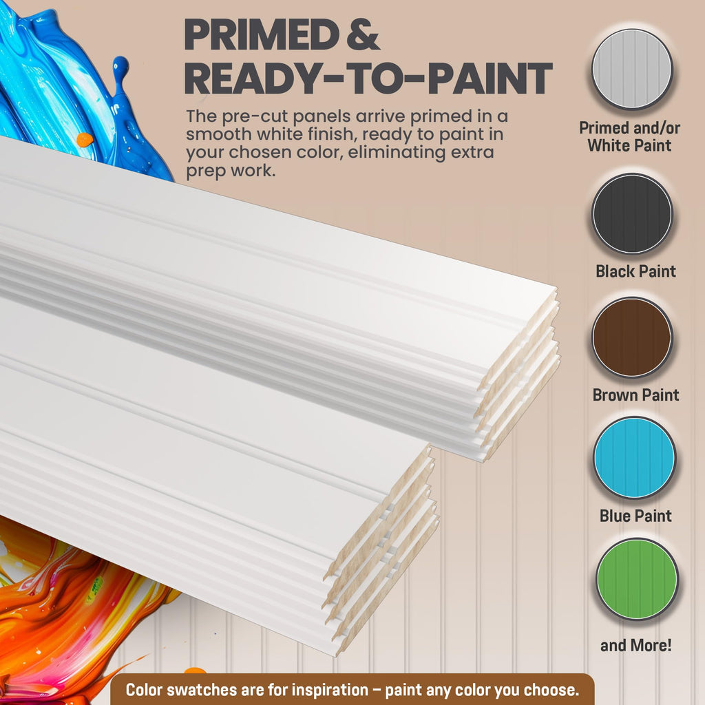 Primed Beadboard Wainscoting Panels - 32" Tongue & Groove Pine Planks