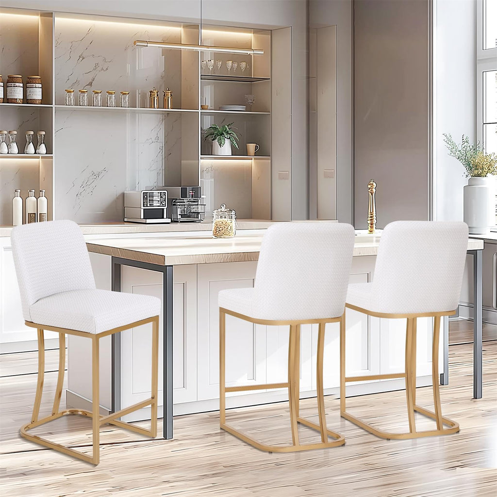 White & Gold Bar Stools, Kitchen Island Barstools, 1PC