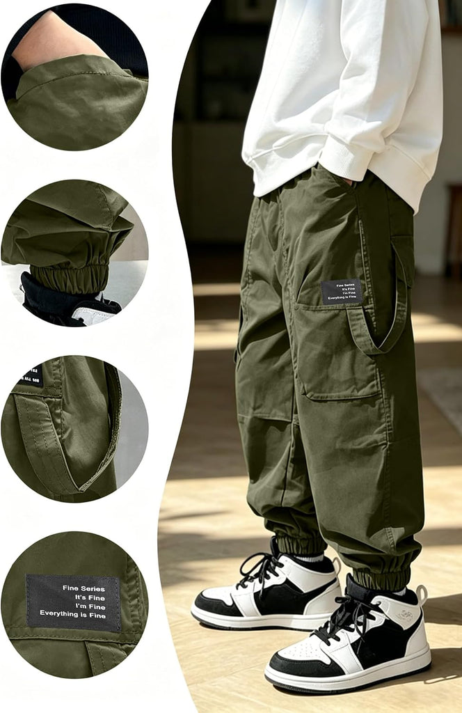 Boys Baggy Cargo Jogger Pants for Kids