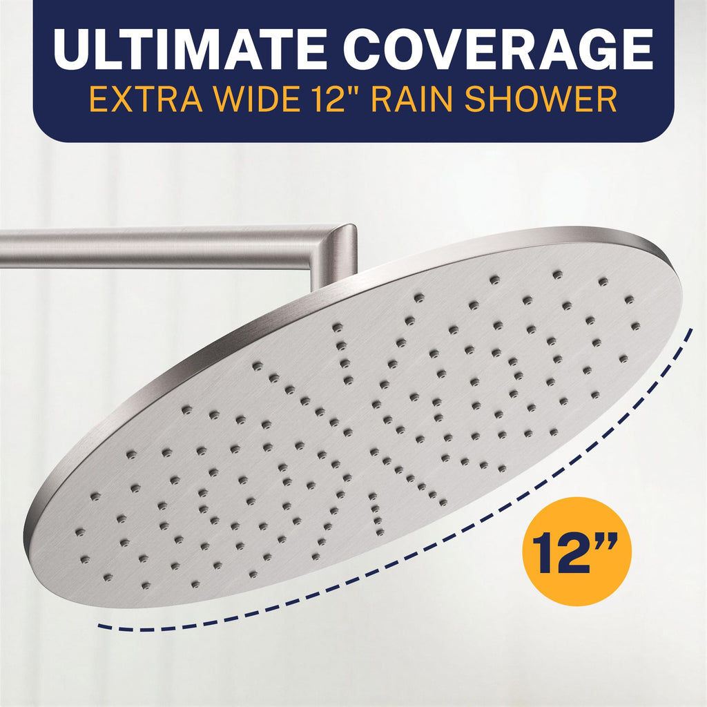 Metal Rain Shower Head Large 12 Inch High Pressure Rainfall