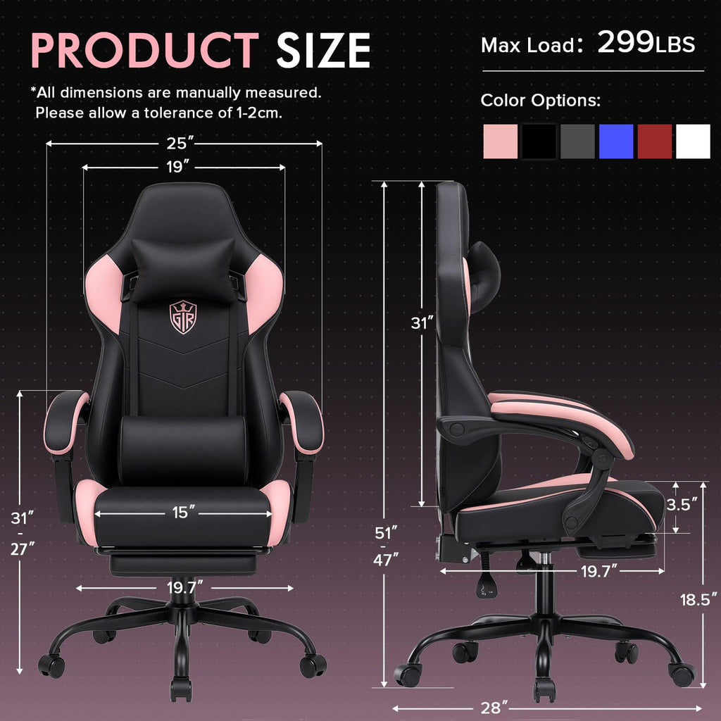 Gaming Chair with Footrest, High Back Computer Chairs for Adults with Linkage Armrest Lumbar Support Heavy Duty