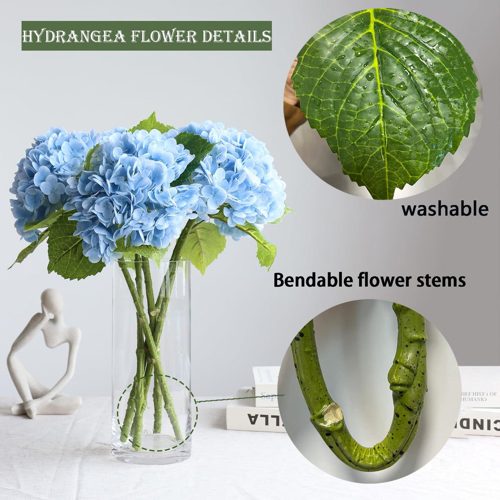 4PCS Long Stem Big Size Blue Artificial Silk Lifelike Real Touch Blue Artificial Wedding Shower Bride Bouquets Office