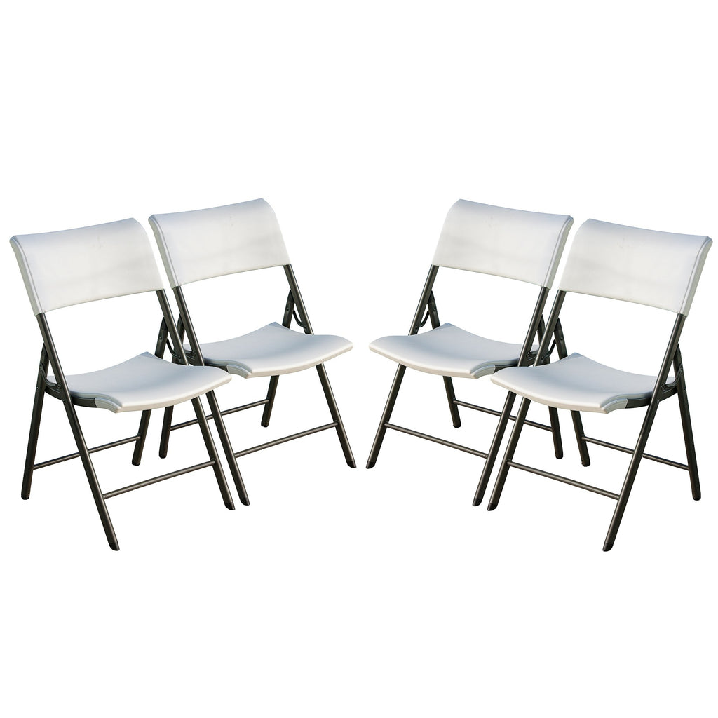 Light Commercial Folding Chair, White Granite with Gray Frame, 4 Pack