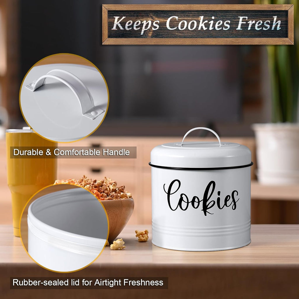 Farmhouse Cookie Jar Counter, 1 Gallon Vintage Cookie Jar with Airtight Lid, Large Food Storage Container for Candy