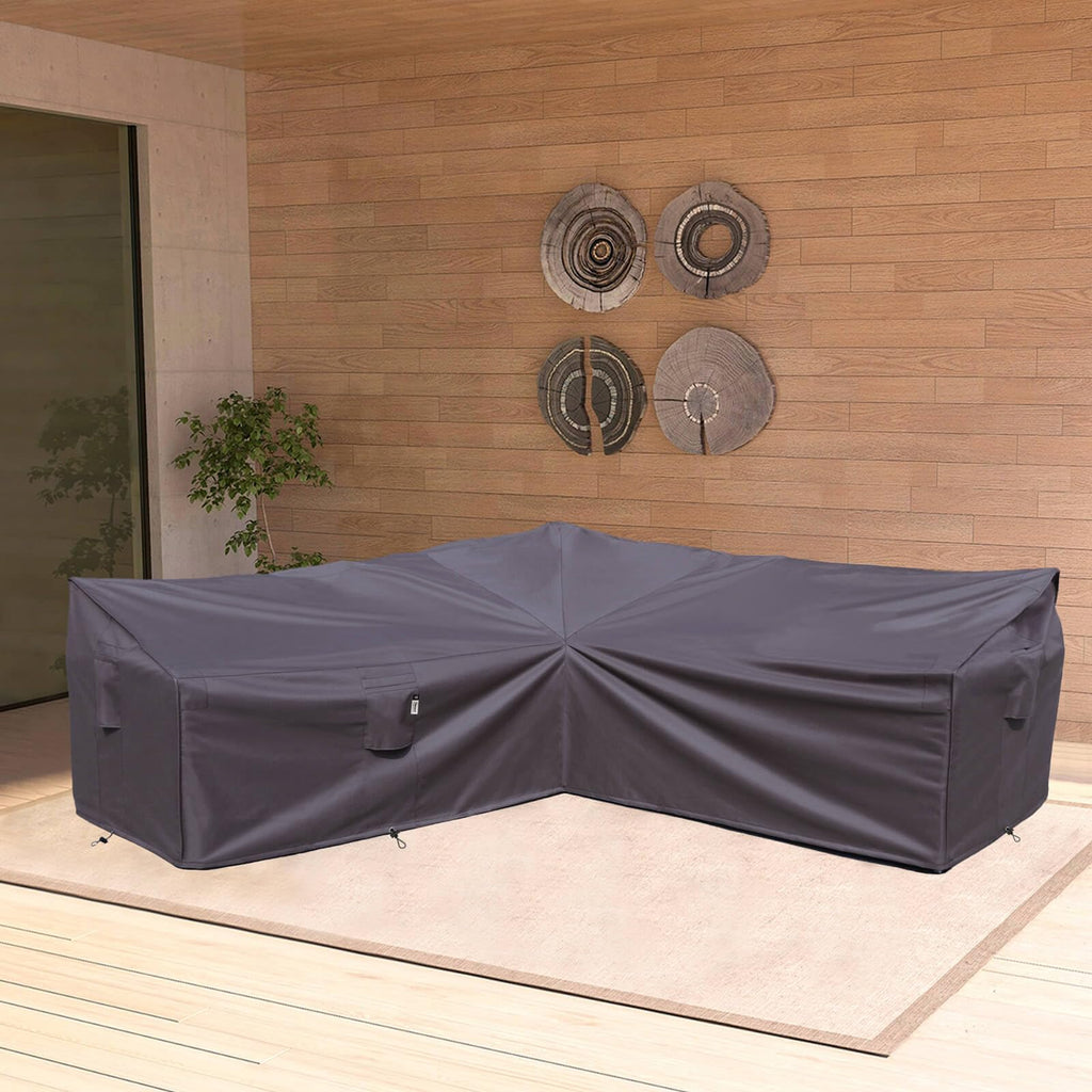 Heavy Duty Outdoor Sectional Sofa Cover, 100"x100" Waterproof 600D Patio Sectional Couch Protector, Lawn Patio
