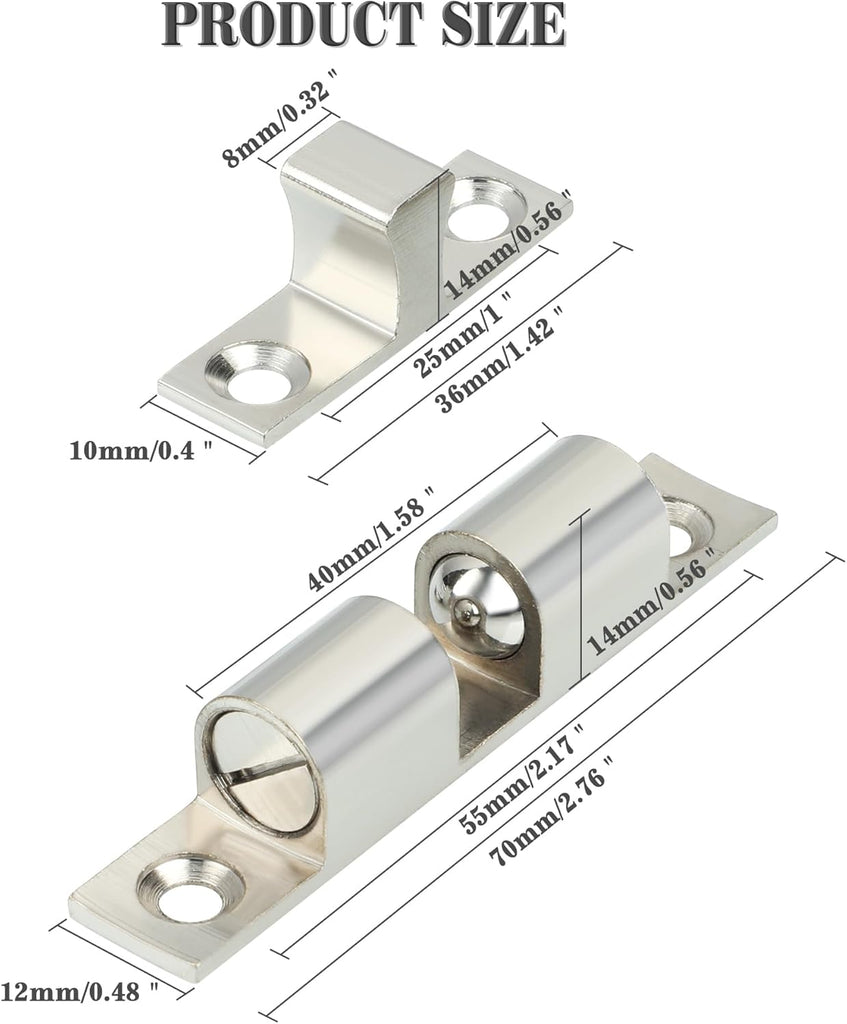 Double Roller Catch Cabinet Latches,Adjustable Double Ball Tension Roller Catch Latch Brass Cabinet Door Latch,67mm