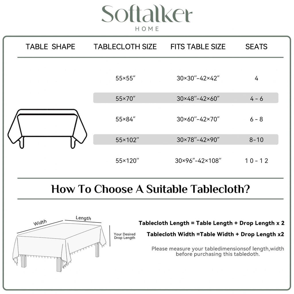 Fall Linen Rectangle Tablecloth with Tassel, 55 x 70 Inch