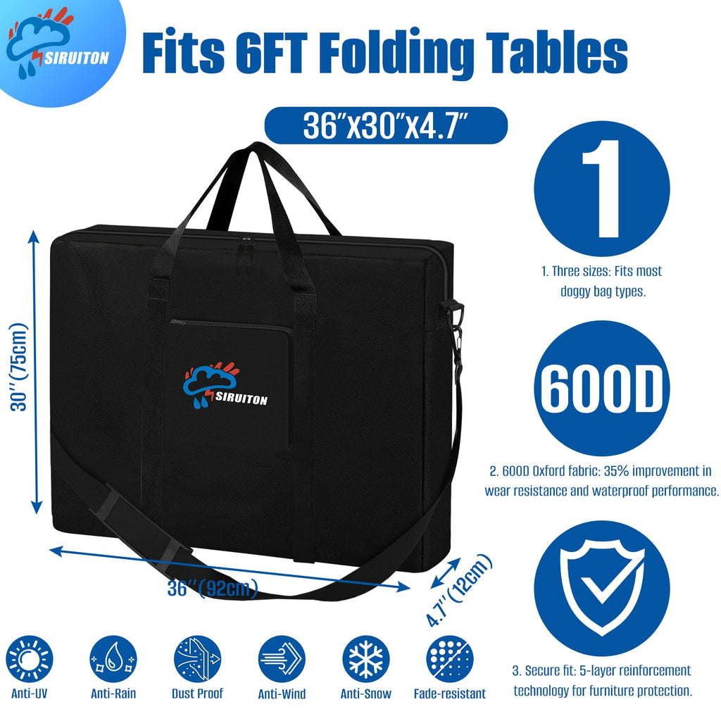 Folding Table Storage Bag Fits 6FT Tables, Thick 600D Oxford